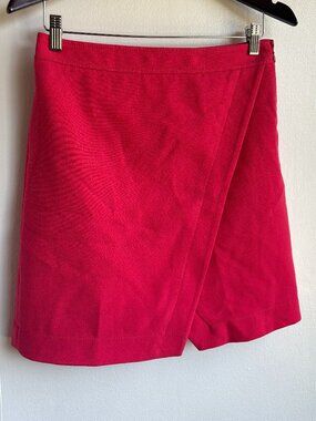 LOFT Red Wrap Front Mini Skirt Size 2